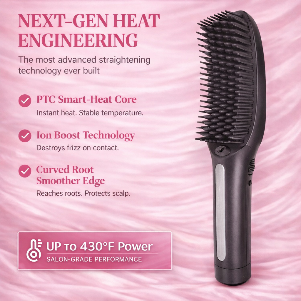 Speedy Precision Hair Straightener Brush With Powerful Ptc For Scalp Protection