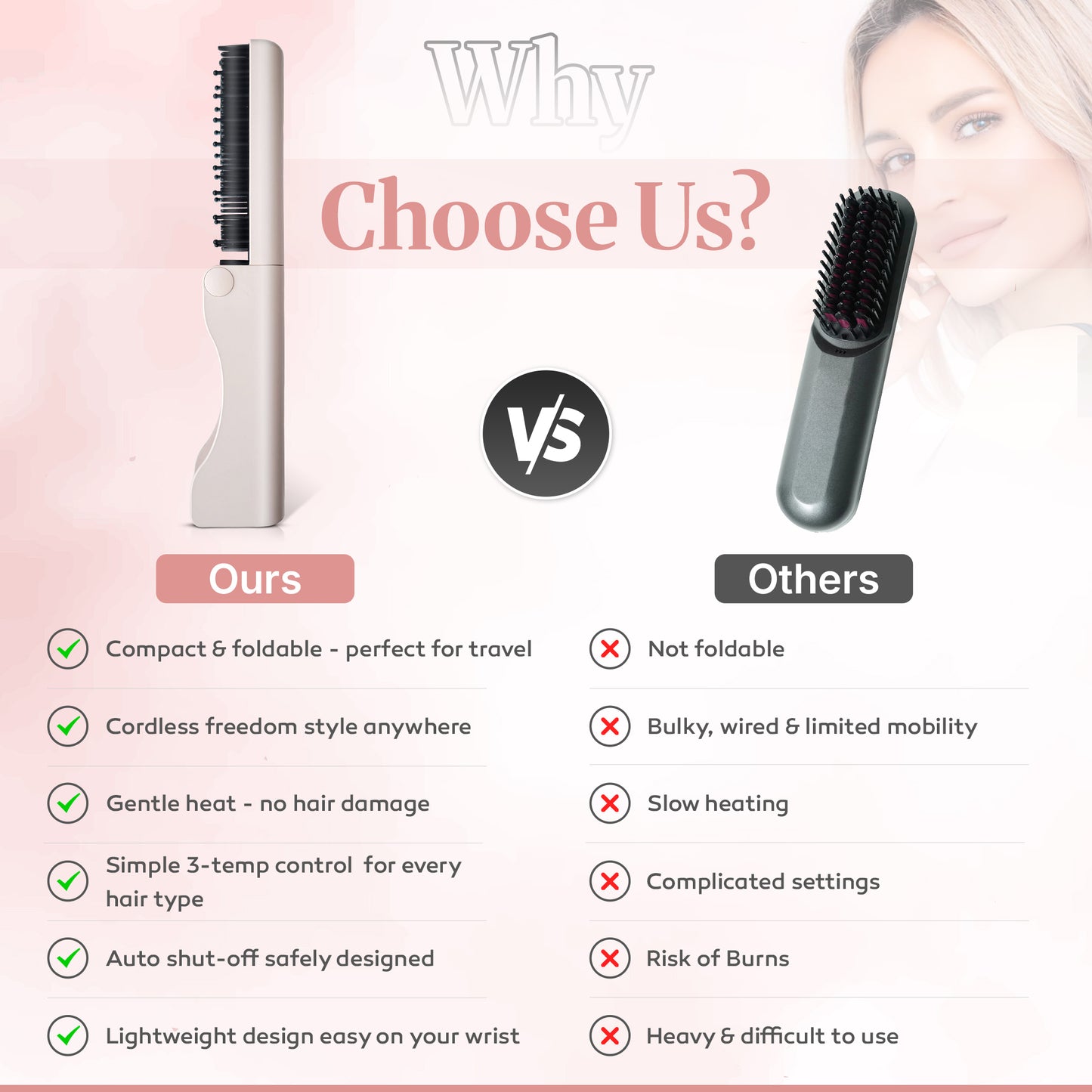 straightener brush, pocket size.