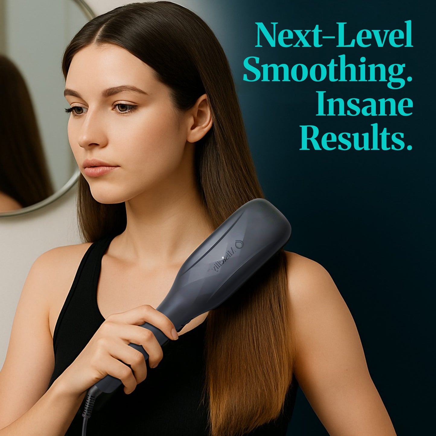 Corded Precision Hair Straightener Brush with PTC Smart-Heat Core, LED Screen, Ion Boost Technology, Up to 430°F, Memory-Save Intelligence, Curved Root Smoother Edge